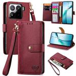 For Xiaomi 15 Love Zipper Lanyard Leather Phone Case(Red)