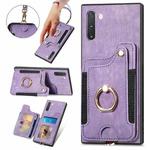 For Samsung Galaxy Note10 Retro Skin-feel Ring multi-card Wallet Phone Case(Purple)