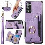 For Samsung Galaxy Note20 Retro Skin-feel Ring multi-card Wallet Phone Case(Purple)