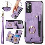 For Samsung Galaxy Note20  Ultra Retro Skin-feel Ring multi-card Wallet Phone Case(Purple)
