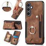 For Samsung Galaxy S23 FE 5G Retro Skin-feel Ring multi-card Wallet Phone Case(Brown)