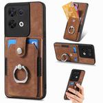 For OPPO Reno8  Retro Skin-feel Ring Multi-card Wallet Phone Case(Brown)