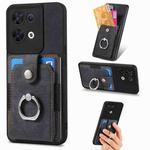For OPPO Reno8  Retro Skin-feel Ring Multi-card Wallet Phone Case(Black)