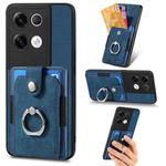 For OPPO Reno8 Pro+ Retro Skin-feel Ring Multi-card Wallet Phone Case(Blue)