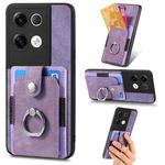 For OPPO Reno8 Pro+ Retro Skin-feel Ring Multi-card Wallet Phone Case(Purple)