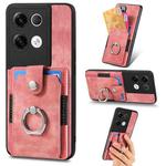 For OPPO Reno8 Pro+ Retro Skin-feel Ring Multi-card Wallet Phone Case(Pink)