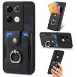 For OPPO Reno8 Pro+ Retro Skin-feel Ring Multi-card Wallet Phone Case(Black)