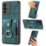 For vivo V23 5G Retro Skin-feel Ring Multi-card Wallet Phone Case(Green)