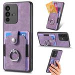 For vivo V23 5G Retro Skin-feel Ring Multi-card Wallet Phone Case(Purple)