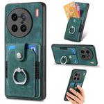 For vivo X90 Pro+ Retro Skin-feel Ring Multi-card Wallet Phone Case(Green)