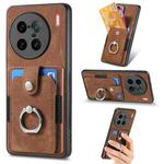 For vivo X90 Pro+ Retro Skin-feel Ring Multi-card Wallet Phone Case(Brown)