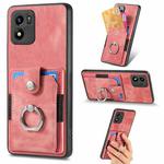 For vivo Y01 Retro Skin-feel Ring Multi-card Wallet Phone Case(Pink)