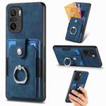 For Xiaomi Redmi K40 Retro Skin-feel Ring Card Wallet Phone Case(Blue)