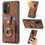 For Xiaomi Redmi K40 Retro Skin-feel Ring Card Wallet Phone Case(Brown)