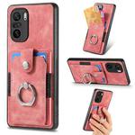 For Xiaomi Redmi K40 Retro Skin-feel Ring Card Wallet Phone Case(Pink)