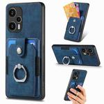 For Xiaomi Poco F5 Retro Skin-feel Ring Card Wallet Phone Case(Blue)