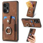 For Xiaomi Poco F5 Retro Skin-feel Ring Card Wallet Phone Case(Brown)