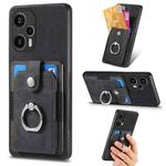 For Xiaomi Poco F5 Retro Skin-feel Ring Card Wallet Phone Case(Black)