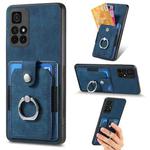 For Xiaomi Poco M4 Pro 5G Retro Skin-feel Ring Card Wallet Phone Case(Blue)