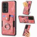 For Xiaomi Poco F5 Pro Retro Skin-feel Ring Card Wallet Phone Case(Pink)
