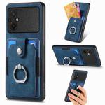 For Xiaomi Poco M5 4G Retro Skin-feel Ring Card Wallet Phone Case(Blue)