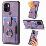 For Xiaomi Redmi A1+ Retro Skin-feel Ring Card Wallet Phone Case(Purple)