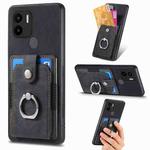 For Xiaomi Redmi A1+ Retro Skin-feel Ring Card Wallet Phone Case(Black)