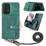 For Samsung Galaxy A13 4G Crossbody Multi-function Zipper Wallet Phone Case(Green)