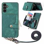 For Samsung Galaxy  A13 5G Crossbody Multi-function Zipper Wallet Phone Case(Green)