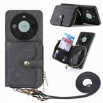 For Huawei Mate 60 Pro Crossbody Multi-function Zipper Wallet Phone Case(Black)