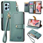 For Xiaomi Redmi Note 12 4G Love Zipper Lanyard Leather Phone Case(Green)