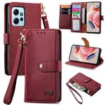 For Xiaomi Redmi Note 12 4G Love Zipper Lanyard Leather Phone Case(Red)