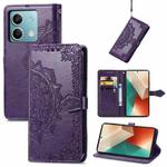 For Xiaomi Redmi  Note 13 5G Mandala Flower Embossed Leather Phone Case(Purple)