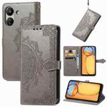 For Xiaomi Redmi 13C Mandala Flower Embossed Leather Phone Case(Grey)