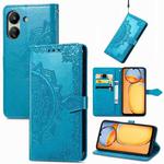 For Xiaomi Redmi 13C Mandala Flower Embossed Leather Phone Case(Blue)