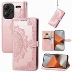 For Xiaomi Redmi Note 13 Pro+ Mandala Flower Embossed Leather Phone Case(Rose Gold)