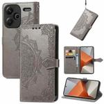 For Xiaomi Redmi Note 13 Pro+ Mandala Flower Embossed Leather Phone Case(Grey)