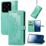 For Xiaomi 14 Pro Mandala Flower Embossed Leather Phone Case(Green)