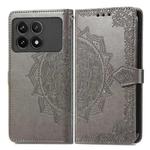 For Xiaomi Redmi K70 Pro Mandala Flower Embossed Leather Phone Case(Grey)