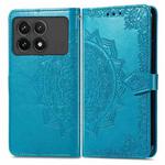 For Xiaomi Redmi K70 Pro Mandala Flower Embossed Leather Phone Case(Blue)