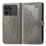 For Xiaomi Redmi K70E Mandala Flower Embossed Leather Phone Case(Grey)