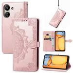 For Xiaomi Redmi 13C 5G Mandala Flower Embossed Leather Phone Case(Rose Gold)