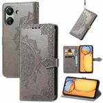 For Xiaomi Redmi 13C 5G Mandala Flower Embossed Leather Phone Case(Grey)