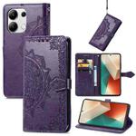 For Xiaomi Redmi Note 13 4G Mandala Flower Embossed Leather Phone Case(Purple)