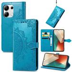 For Xiaomi Redmi Note 13 4G Mandala Flower Embossed Leather Phone Case(Blue)