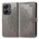 For Xiaomi Redmi Turbo 3 5G Mandala Flower Embossed Leather Phone Case(Grey)