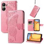 For Xiaomi Redmi 13C Butterfly Love Flower Embossed Leather Phone Case(Pink)