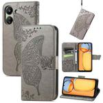 For Xiaomi Redmi 13C Butterfly Love Flower Embossed Leather Phone Case(Grey)