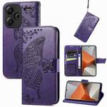 For Xiaomi Redmi Note 13 Pro+ Butterfly Love Flower Embossed Leather Phone Case(Dark Purple)