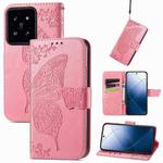 For Xiaomi 14 Pro Butterfly Love Flower Embossed Leather Phone Case(Pink)